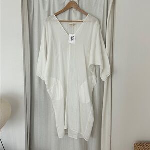 RACHEL CRAVEN NWT size 1 made in Los Angeles white gauze V-Neck Kaftan Dress